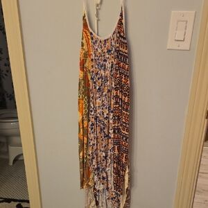 Free People Asymmetrical Dress in Multicolor Patterns